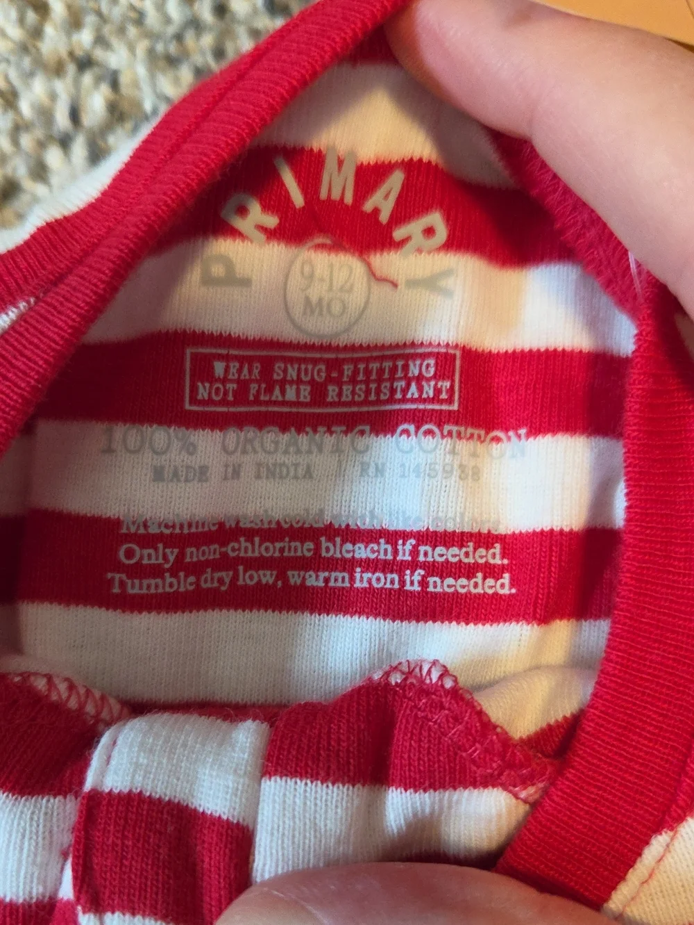 Primary Red & White Striped Footed One-Piece Pajamas-NWT